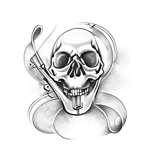 Music notes forming a ghostly skull tattoo design idea