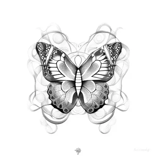 horse shoe and butterflies tattoo design idea