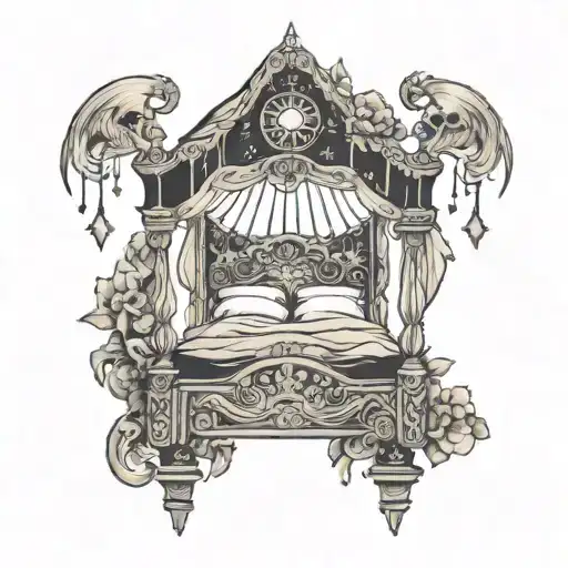 galaxy canopy bed tattoo design idea