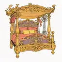 sunset colored canopy bed tattoo design idea