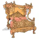 sunset colored canopy bed tattoo design idea