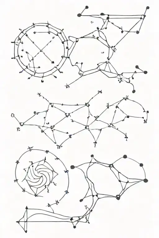 taurus, gemini, leo, and scorpio constellations intertwined tattoo design idea