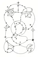 taurus, gemini, leo, and scorpio constellation intertwined tattoo design idea