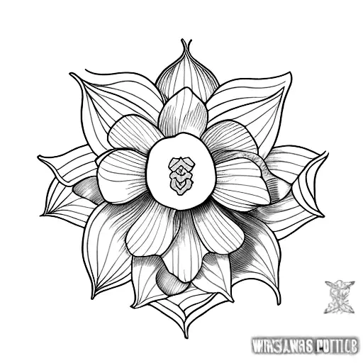 fine line narcissus flower with the name brando tattoo design idea