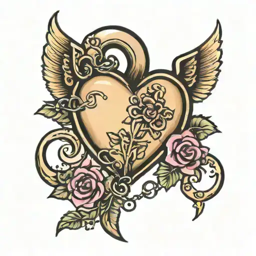 heart handcuffs cupid bow 7/16/2006 tattoo design idea