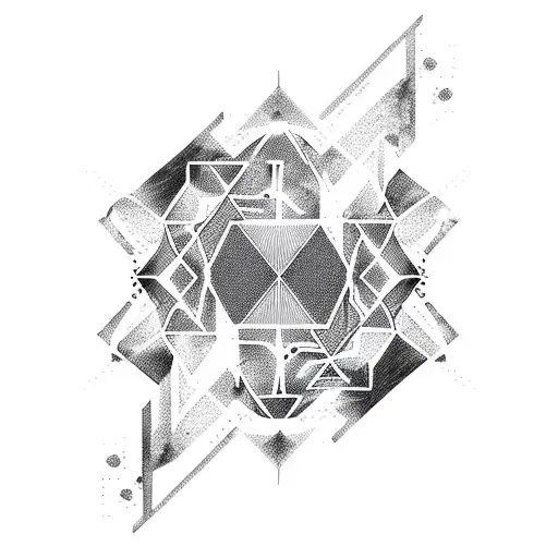 An abstract blackwork design of Gemini constellation merging with pixelated video game elements tattoo design idea