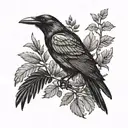 blackwork, dotwork, minimalist, small, modern, youthful crow sketch  tattoo design idea