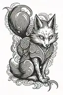Kitsune yokai fox, masculine tatto, representing luck tattoo design idea