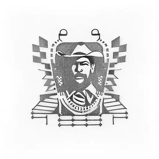 A zydeco music-inspired tattoo featuring a cowboy playing an accordion with intricate blackwork detailing. tattoo design idea