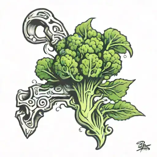 broccoli buck key  tattoo design idea