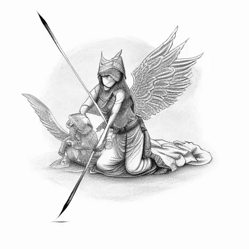angels shooting arrows tattoo design idea