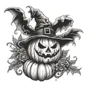 Halloween, pumpkin, ghost, horror tattoo design idea