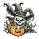 Halloween, pumpkin, ghost, horror tattoo design idea