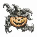 Halloween, pumpkin, ghost, horror tattoo design idea