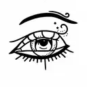 evil eye moon and rose  tattoo design idea