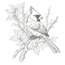 Cardinal on branch intertwined tattoo design idea