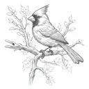 Cardinal on branch intertwined tattoo design idea