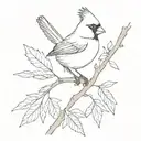 Cardinal bird on october birth month flower branch tattoo design idea
