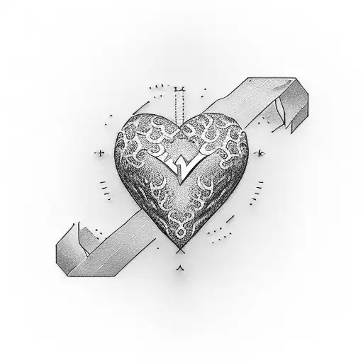 simple heart with initial m  tattoo design idea