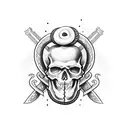 skull with a sword, flowers, and a snake tattoo design idea