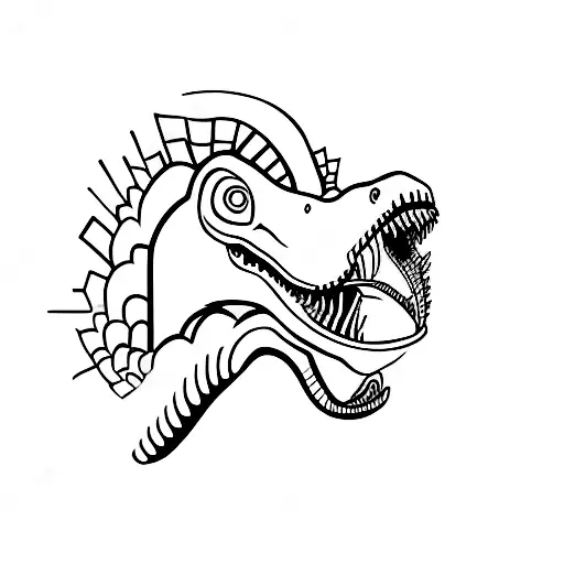 A minimalist tattoo design of a dinosaur sipping on a cocktail, combining the client's interest in dinosaurs and alcohol tattoo design idea