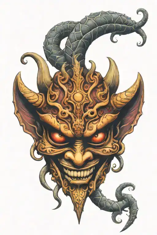 sri lankan devil mask tattoo design idea