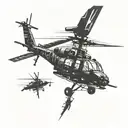 apache Helicopter silhouette flying tattoo design idea