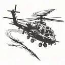 apache Helicopter silhouette flying tattoo design idea