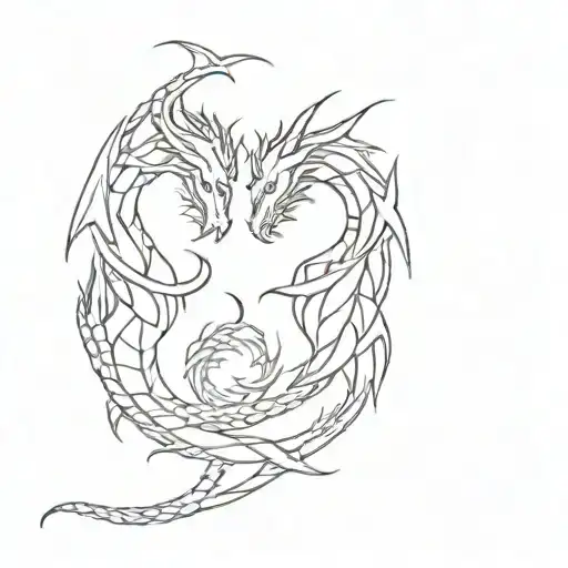 A pair of intertwined dragons symbolizing unity and strength tattoo design idea