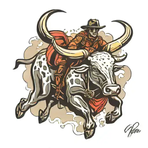 parachute bull rider  tattoo design idea