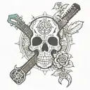 money sign star cross guitar snow leopard skull sun two paw prints tattoo design idea