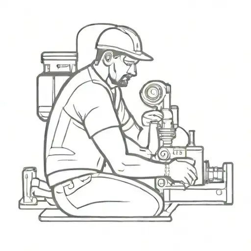 aircraft mechanic working on an engine tattoo design idea