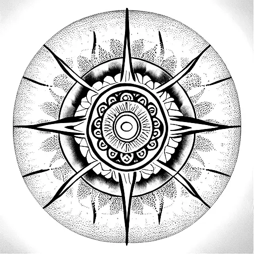 PEROLO con letra de maquina de escribir y con una mandala horizontal de la luna y el sol tattoo design idea