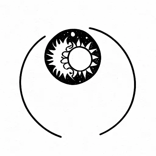 luna y sol horizontal tattoo design idea