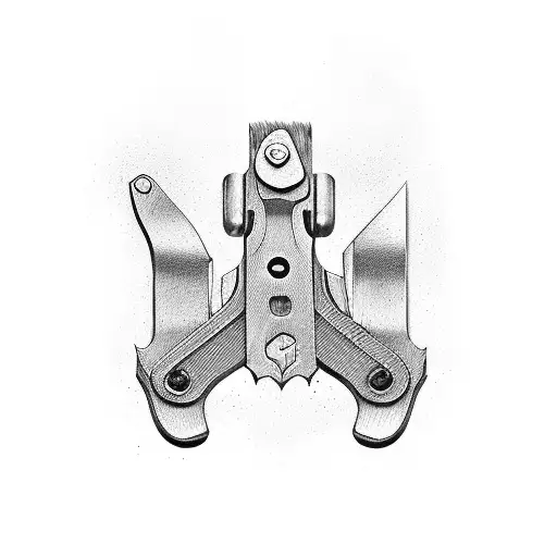 A carpenter's tool belt with animal-shaped tools tattoo design idea