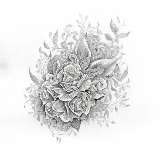 coffin adorned with intricate floral patterns tattoo design idea