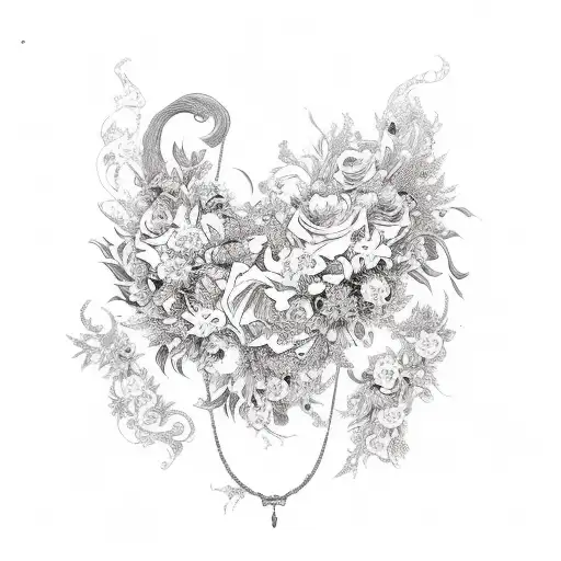 anime coffin adorned with intricate floral patterns tattoo design idea