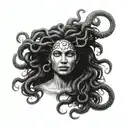 black Medusa face tattoo design idea