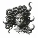 black Medusa face tattoo design idea