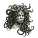 black Medusa face tattoo design idea