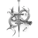 cross with fish hook tattoo design idea