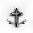 cross with fish hook tattoo design idea