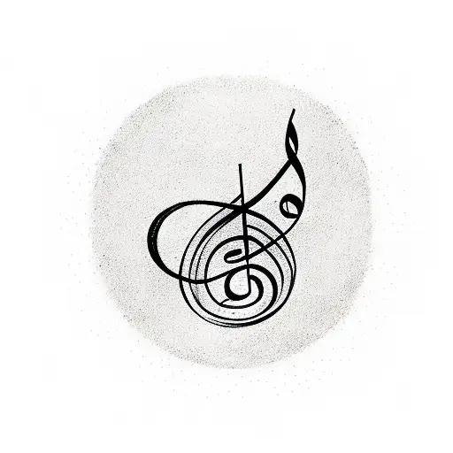 A minimalist tattoo of a quill pen and a music note intertwined, representing the client's love for both history and music. tattoo design idea