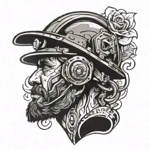 coal miner hard hat tattoo design idea