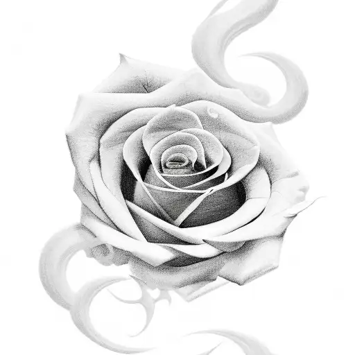 two clocks with a money rose, music rose, and red rose tattoo design idea