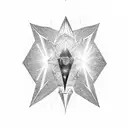 glowing crystal with rays shooting outward with a spread dove flying from the center of the crystal  tattoo design idea