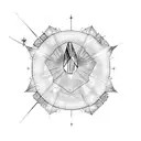 glowing crystal with rays shooting outward with a spread dove flying from the center of the crystal  tattoo design idea