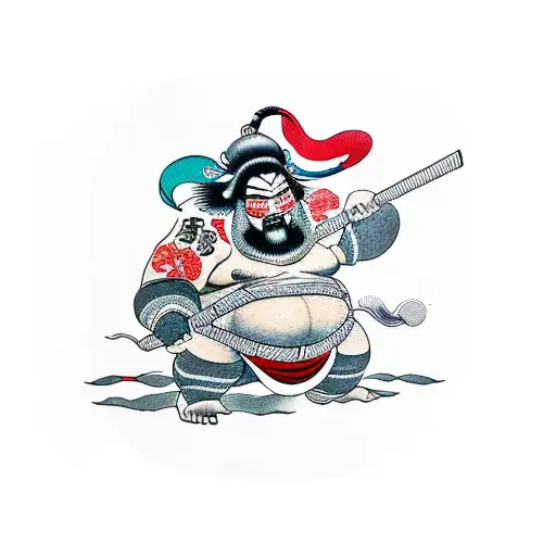 Guerreros sumo luchando entre ellos  tattoo design idea