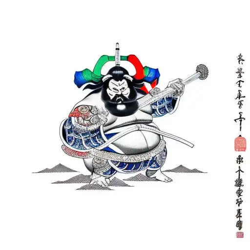  dos Guerreros sumo luchando entre ellos  tattoo design idea