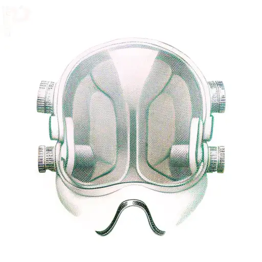 diving helmet with the sign for be quite in front tattoo design idea